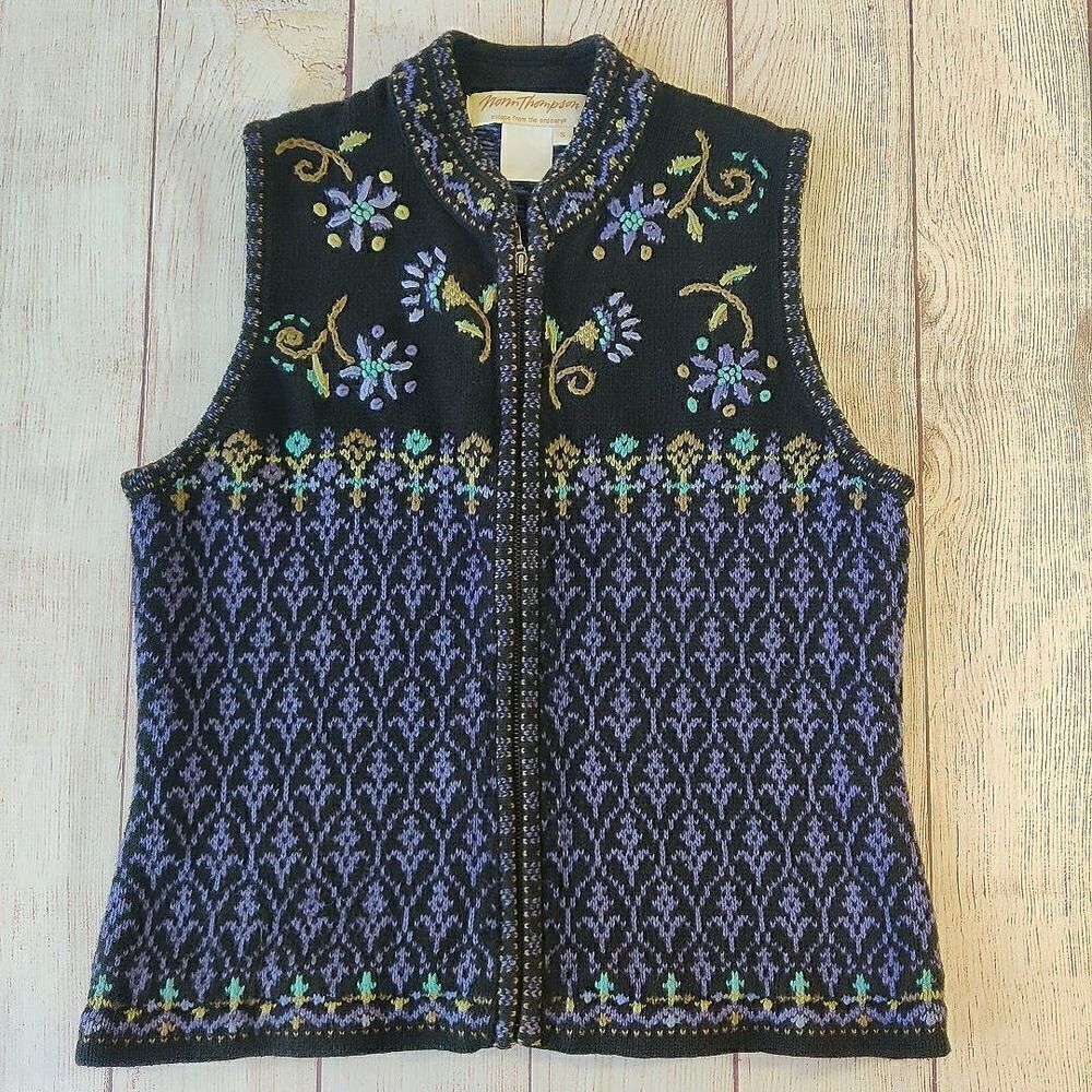 Vintage Norm Thompson zip sweater vest sz S
